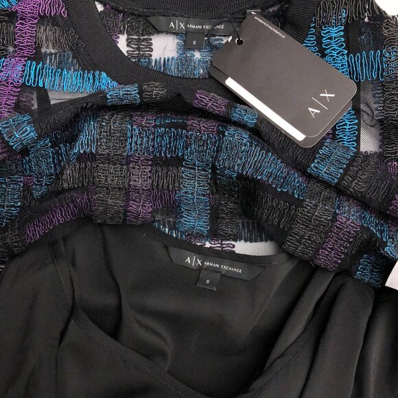 BNWT A|X Armani Exchange Short Sleeve Colorful Striped Blouse Size S - Picture 11 of 13